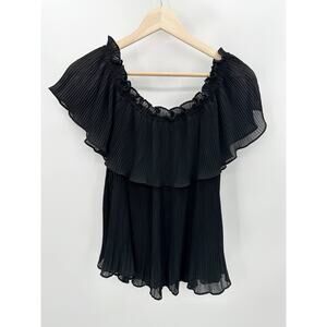 Naked Zebra Womens Off Shoulder Sheer Top Size M Black Vaca Minimal Date Night